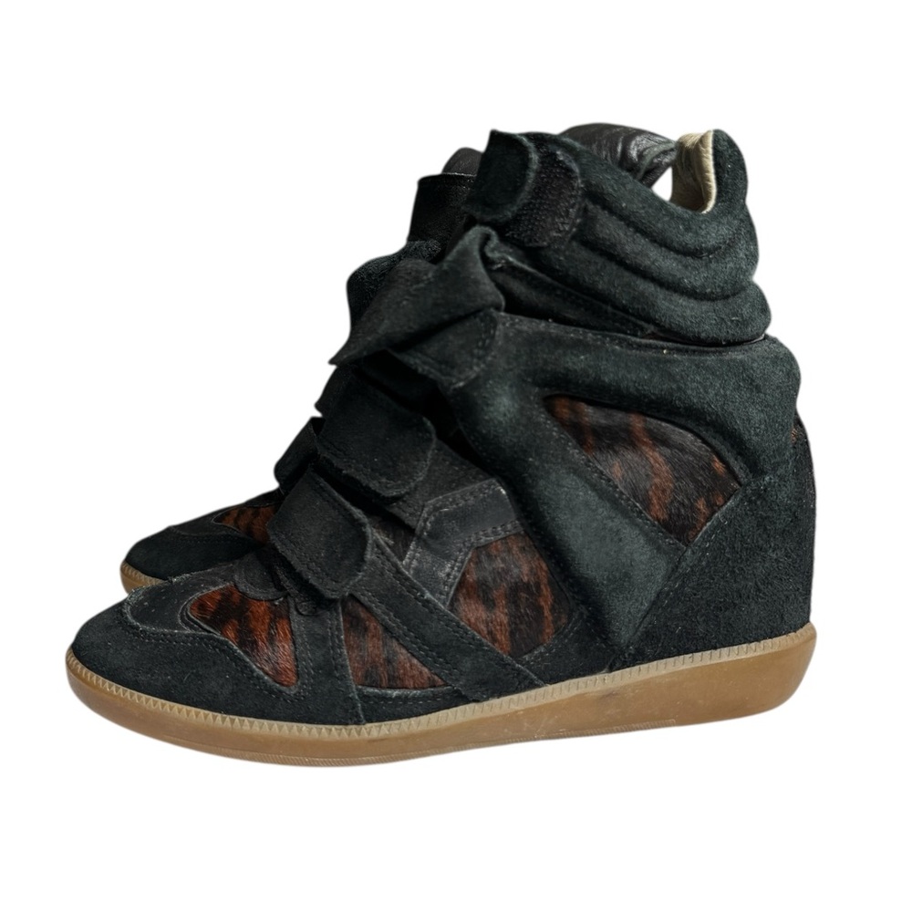 Isabel Marant Bekett Leather Wedge High Top Pony Over Basket Sneakers Womens 36 - Picture 10 of 10
